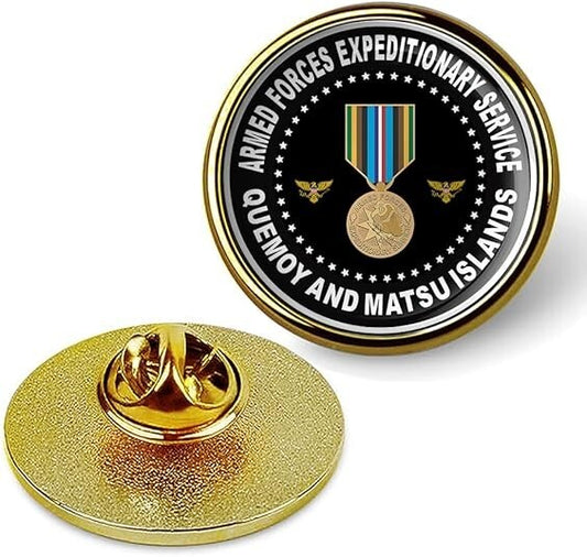 Armed Forces Expeditionary Service Veteran Quemoy & Matsu Islands Lapel Pin-Gold
