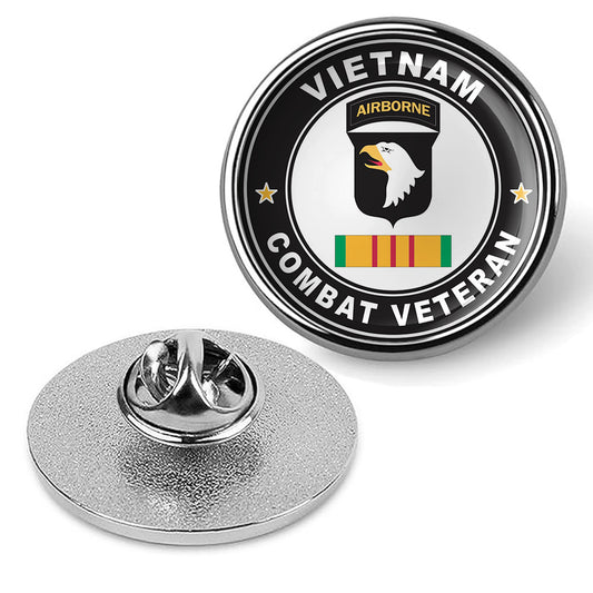 101st Airborne Division Vietnam Combat Veteran Hat Pin Lapel Tie Shirt - Silver