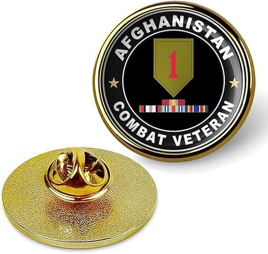 Afghanistan Combat Veteran Tie Suit Shirt Lapel Pin - Gold