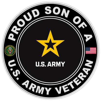 Proud Son of a United States Army Veteran Bumper Sticker Military Vinyl Decal 5"