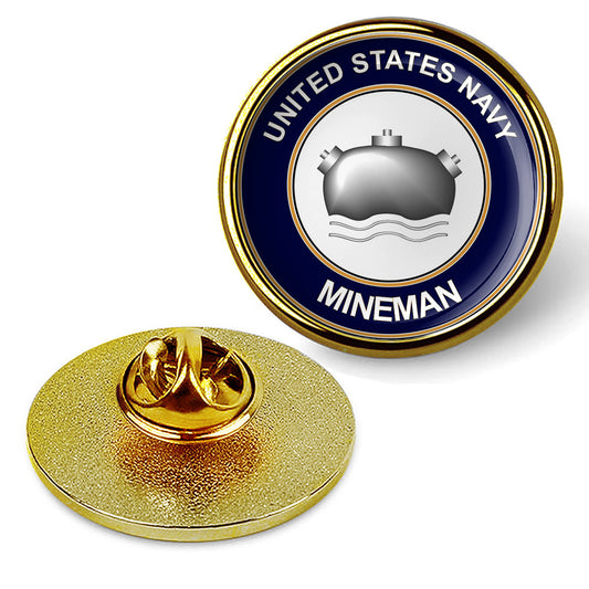 U.S. Navy Mineman MN Tie Tac, Hat Pin, Military Emblem Lapel Pin - Gold