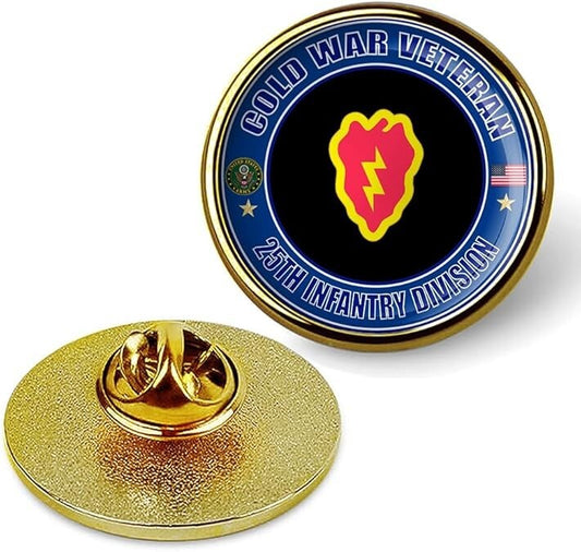 Cold War Veteran 25th Infantry Division Tie Suit Shirt Lapel Pin - Gold