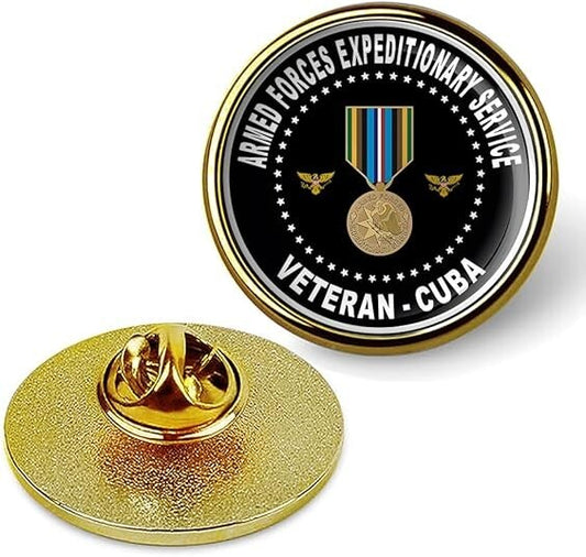 Armed Forces Expeditionary Service Veteran - Cuba Lapel Pin Tie Shirt Pin-Gold