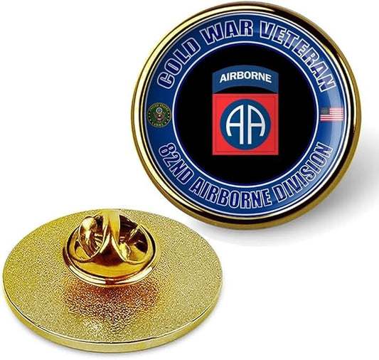 Cold War Veteran 82nd Airborne Division Tie Suit Shirt Lapel Pin - Gold
