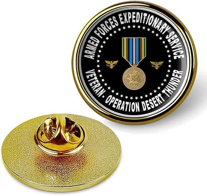 Armed Forces Expeditionary Service  Operation Desert Thunder Lapel Pin-Gold