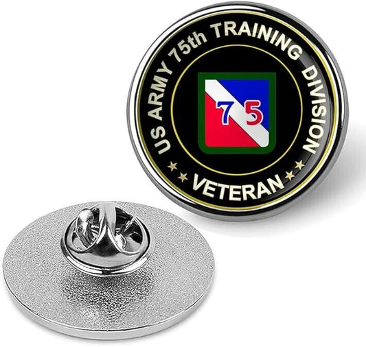 US Army 75th Training Division Veteran Tie Suit Shirt Lapel Pin - Silver