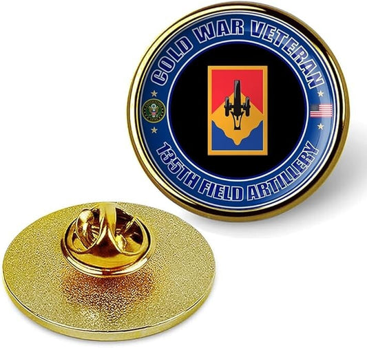 Cold War Veteran 135th Field Artillery Tie Suit Shirt Lapel Pin - Gold