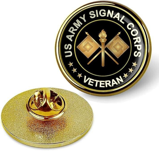 US Army Singal Corps Veteran Lapel Pin Veteran Tie Suit Shirt Lapel Pin-Gold