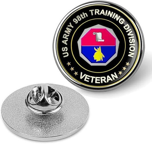 US Army 98th Training Division Veteran Tie Suit Shirt Lapel Pin - Silver