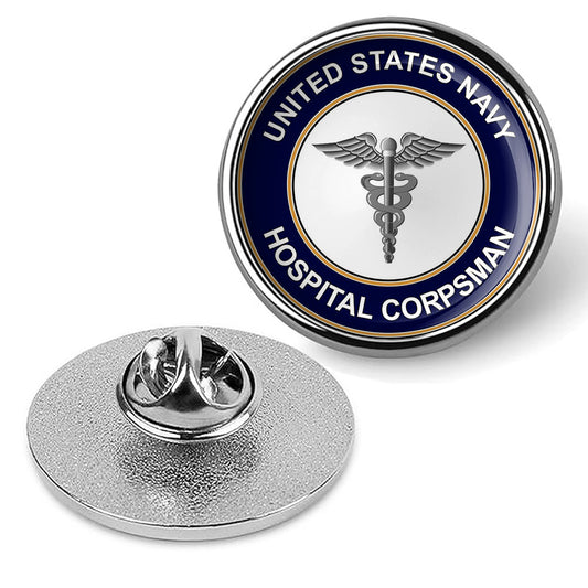 U.S. Navy Hospital Corpsman Tie Tac, Hat Pin, Badge, Military Lapel Pin - Silver