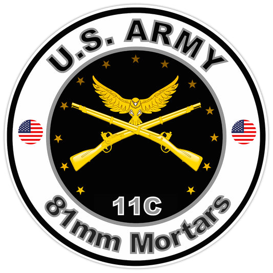United States Army 81mm Mortars Bumper Sticker Military Soldier Decal 5"