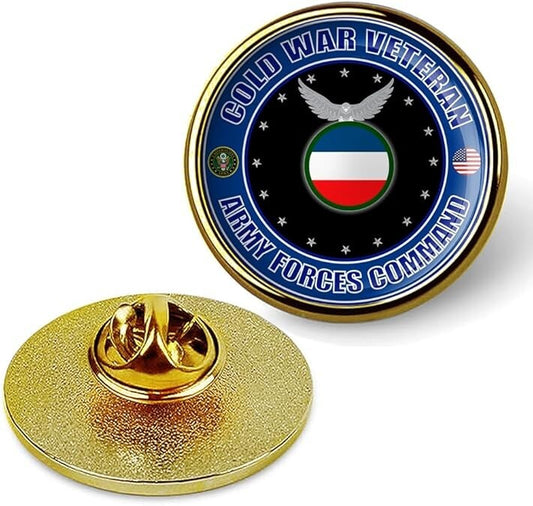Cold War Veteran Army Forces Command Tie Suit Shirt Lapel Pin - Gold