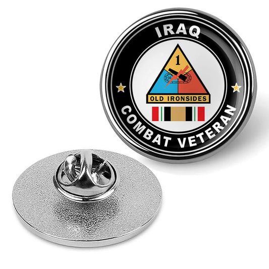 1st Armored Division Iraq Combat Veteran Hat Pin Lapel Tie Tac Shirt - Silver