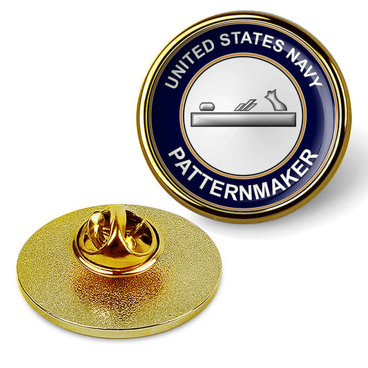 U.S. Navy Patternmaker PM Tie Tac, Hat Pin, Military Emblem Lapel Pin - Gold