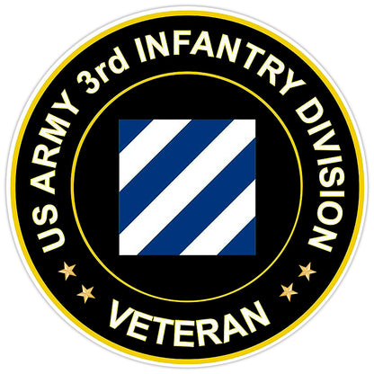 US Army 3rd Infantry Division Veteran Bumper Sticker Military Vinyl Decal 5"