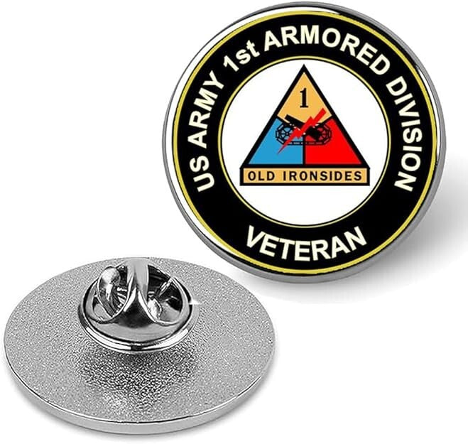 U.S. Army 1st Armored Division Lapel Pin Veteran Tie Suit Shirt Pinback-Silver