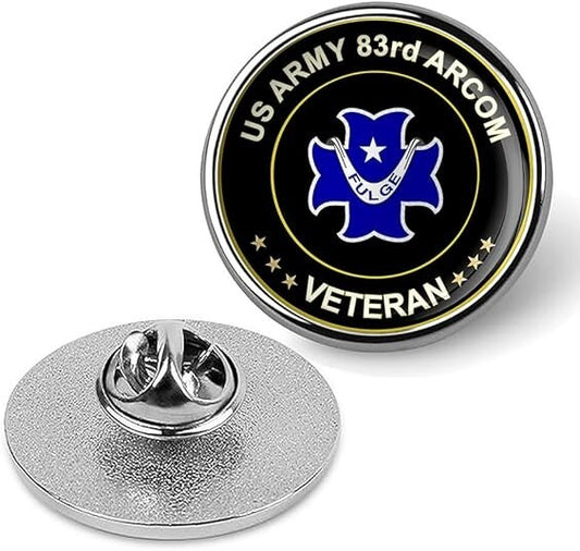 US Army 83rd Arcom Veteran Tie Suit Shirt Lapel Pin - Silver