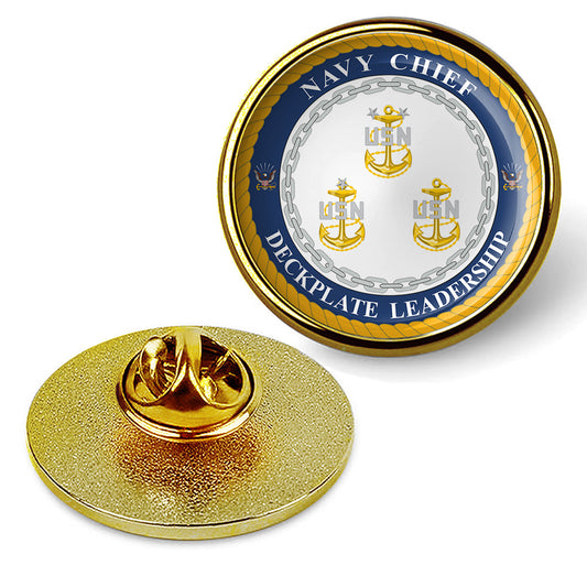 U.S. Navy Deckplate Leadership Tie Tac Hat Pin Badge, Military Lapel Pin - Gold