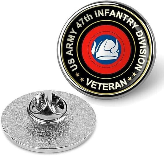 US Army 47th Infantry Division Veteran Tie Suit Shirt Lapel Pin - Silver
