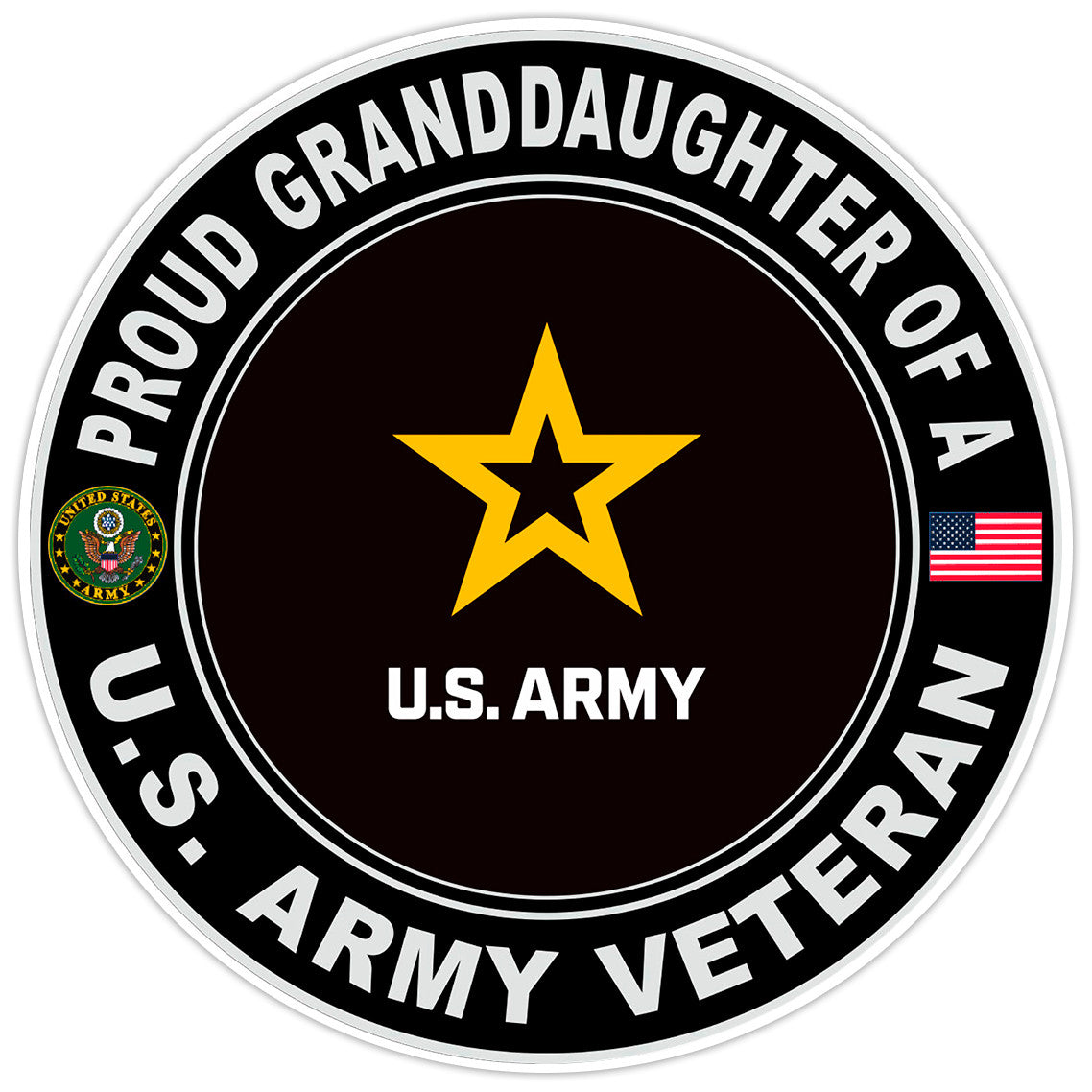 Proud Granddaughter Of A U.S. Army Veteran Bumper Sticker Military Decal 5"