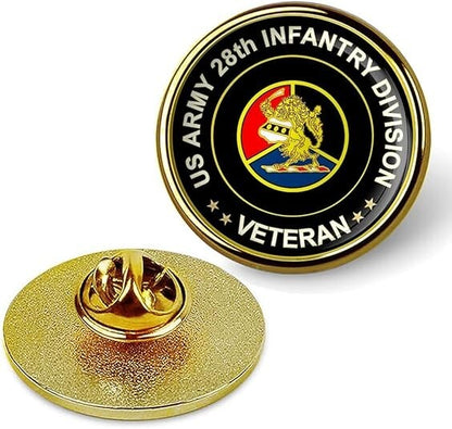US Army 28th Infantry Division Veteran Tie Suit Shirt Lapel Pin - Gold