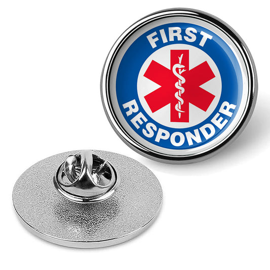 First Responder Hat Pin Lapel Tie Tac Badge, Military Emblem Suit Shirt - Silver