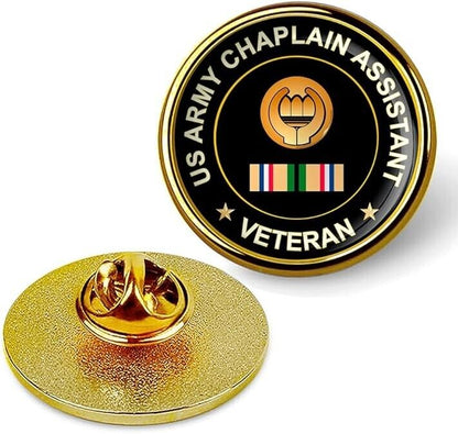 US Army Chaplain Assistant Veteran Tie Suit Shirt Lapel Pin - Gold