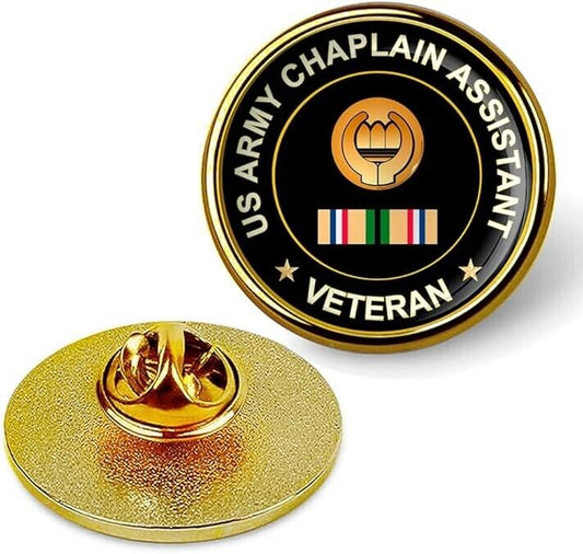 US Army Chaplain Assistant Veteran Tie Suit Shirt Lapel Pin - Gold