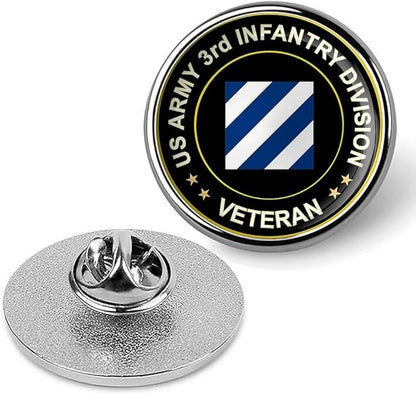 US Army 3rd Infantry Division Veteran Tie Suit Shirt Lapel Pin - Silver