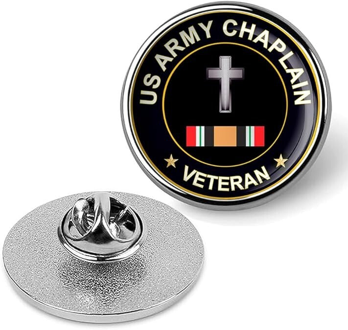 US Army Chaplain Veteran Tie Suit Shirt Lapel Pin - Silver