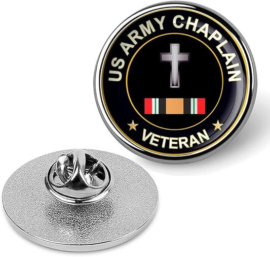 US Army Chaplain Veteran Tie Suit Shirt Lapel Pin - Silver
