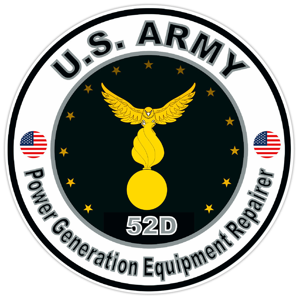 US Army Power Generation Equipment Repairer Bumper Sticker Military Decal 5"
