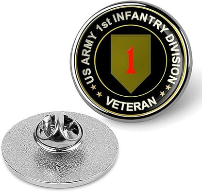 US Army 1st Infantry Big Red Division Veteran Tie Suit Shirt Lapel Pin - Silver