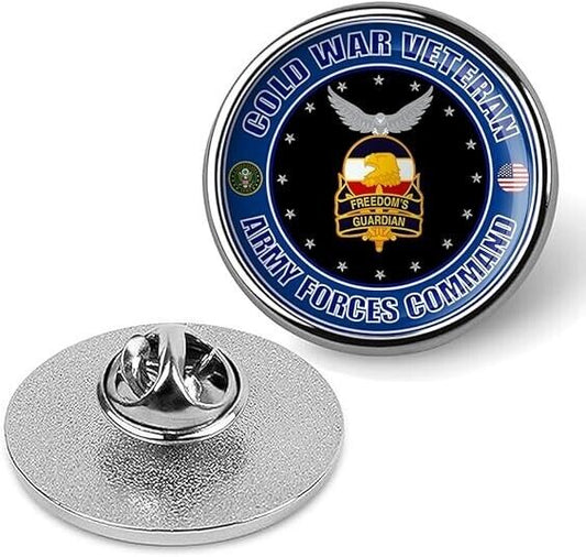 Cold War Veteran Army Forces Command Tie Suit Shirt Lapel Pin - Silver