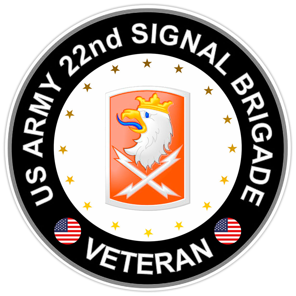 US Army 22nd Signal Brigade Veteran Bumper Sticker Military Vinyl Decal 5"