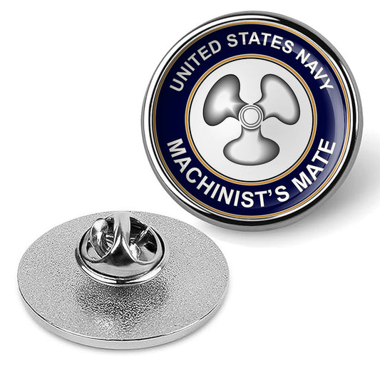 U.S. Navy Machinists Mate MM Tie Tac, Hat Pin, Military Lapel Pin - Silver