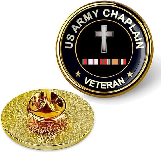 US Army Chaplain Veteran Tie Suit Shirt Lapel Pin - Gold