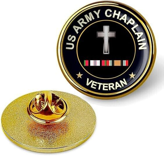 US Army Chaplain Veteran Tie Suit Shirt Lapel Pin - Gold