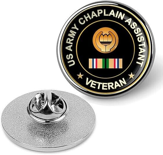 US Army Chaplain Assistant Veteran Tie Suit Shirt Lapel Pin - Silver