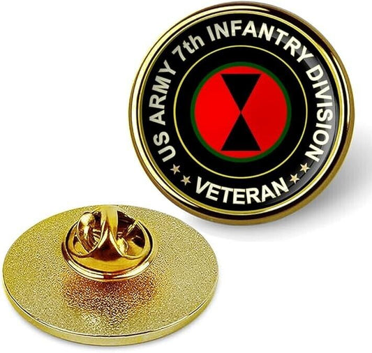 US Army 7th Infantry Division Veteran Tie Suit Shirt Lapel Pin - Gold