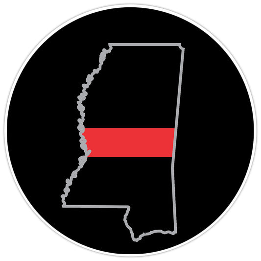 First Responder Thin Red Line Mississippi Firefighter Bumper Sticker Decal 5"