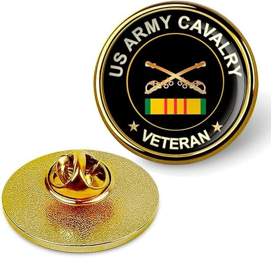 US Army Cavalry Veteran Tie Suit Shirt Lapel Pin - Gold