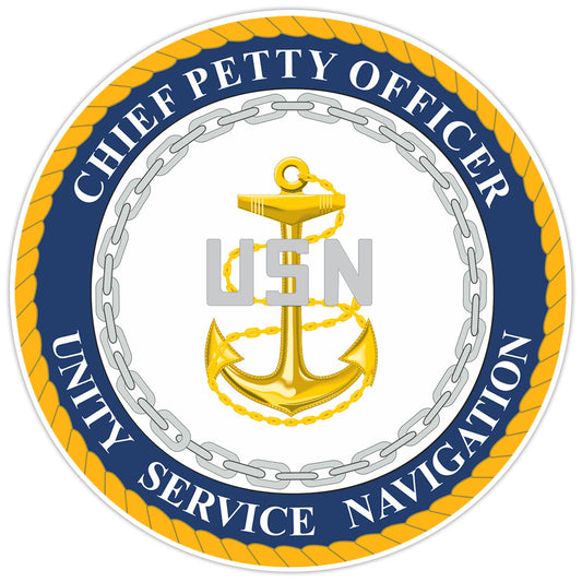 U.S. Navy CPO "USN" Round Bumper Sticker Military Vinyl Soldier Decal 5"