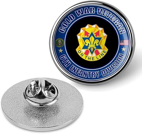 Cold War Veteran 6th Infantry Division Tie Suit Shirt Lapel Pin - Silver
