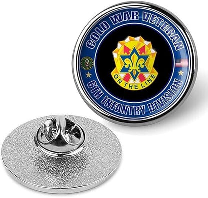 Cold War Veteran 6th Infantry Division Tie Suit Shirt Lapel Pin - Silver