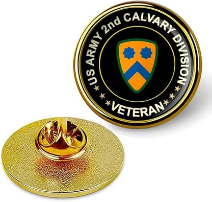 US Army 2nd Calvary Division Veteran Tie Suit Shirt Lapel Pin - Gold