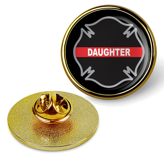 First Responder Thin Red Line Daughter Firefighter Cross Brooches & Pins - Gold