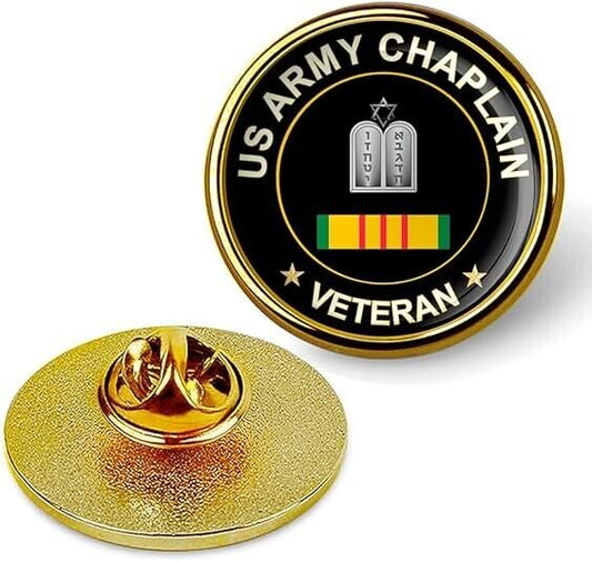 US Army Chaplain Veteran Tie Suit Shirt Lapel Pin - Gold