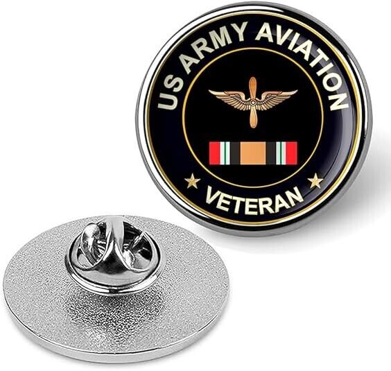 US Army Aviation Veteran Tie Suit Shirt Lapel Pin - Silver