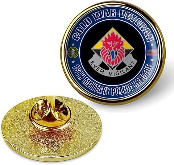 Cold War Veteran 18th Military Police Brigade Tie Suit Shirt Lapel Pin - Gold